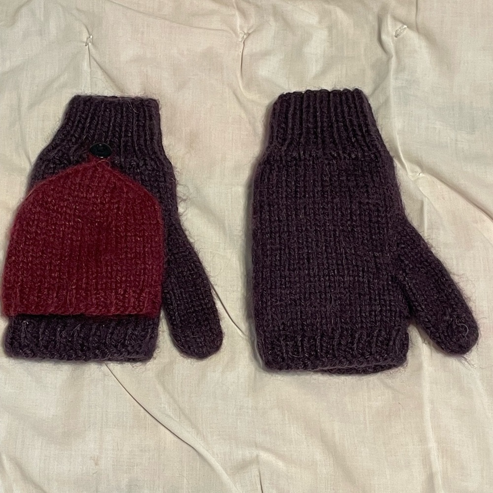Alpaca fingerless mittens.